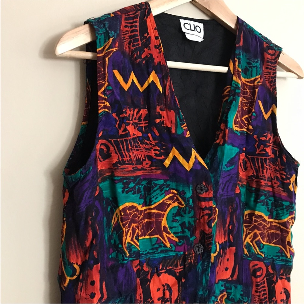 90s CLIO long vest wild pattern